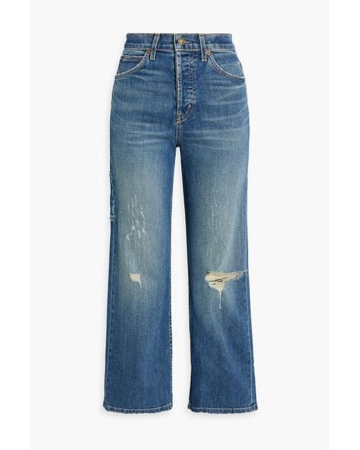 Nili Lotan Blue Violette Distressed High-rise Straight-leg Jeans
