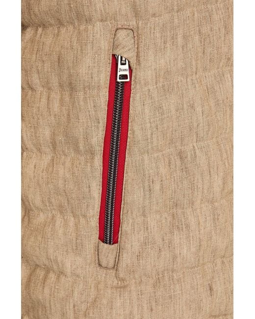 Herno Natural Quilted Linen-Canvas Hooded Down Jacket for men