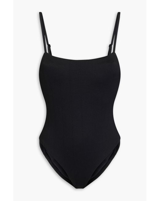 Onia Black Gabrielle Stretch-piqué Swimsuit