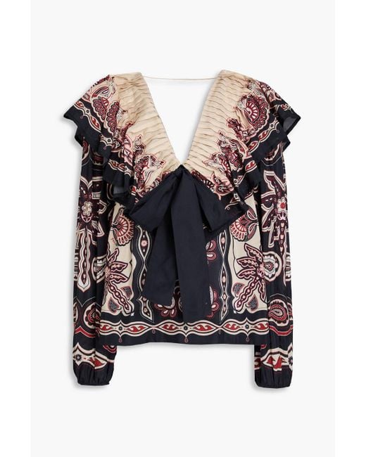 Farm Rio Black Oberteil aus einer baumwollmischung mit print und schleife