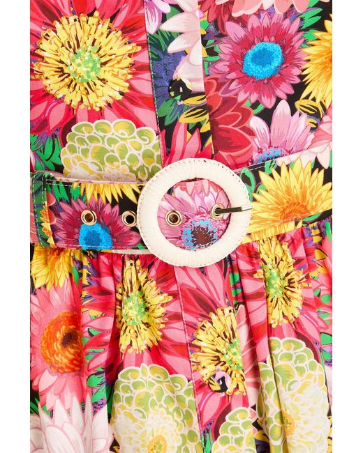 Borgo De Nor Red Julia Off-The-Shoulder Floral-Print Cotton-Sateen Maxi Dress