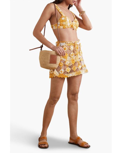 Miguelina Metallic Aline bikini-oberteil aus gehäkelter baumwolle