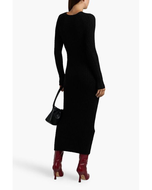 Totême  Black Midikleid aus bouclé-strick aus einer gerippten wollmischung