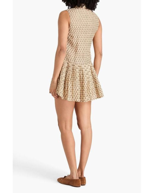 Claudie Pierlot Natural Floral-Print Ramie Mini Shirt Dress