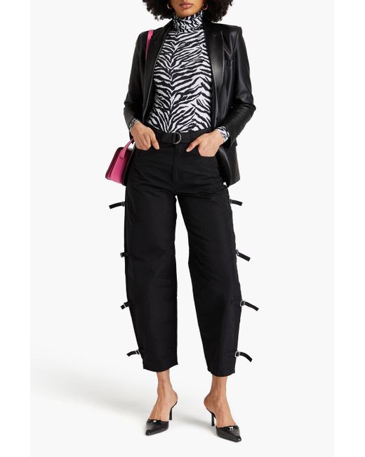 Wandler Black Chamomile Embellished Shell Tapered Pants