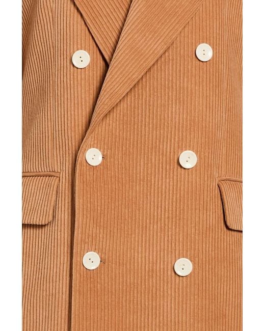 S.S.Daley Brown Sylvia Double-breasted Cotton-corduroy Blazer
