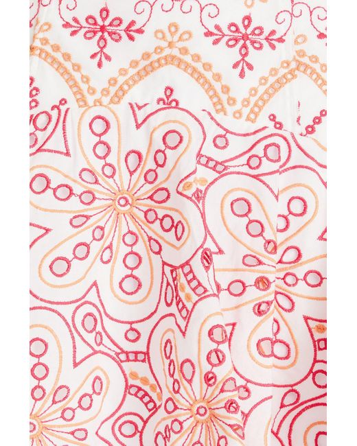 Charo Ruiz Pink Saria Fluted Broderie Anglaise Cotton-Blend Mini Skirt