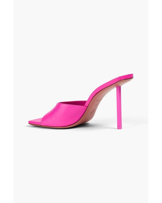 AMINA MUADDI Pink Laura Leather Mules
