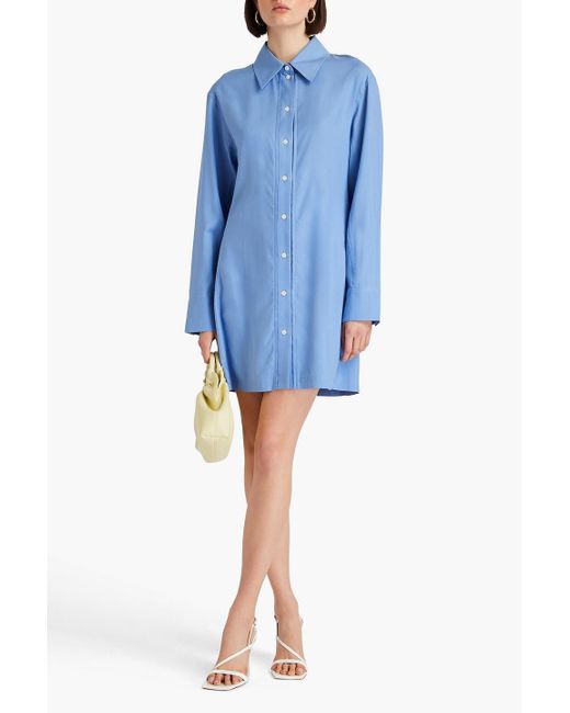 Victoria Beckham Blue Silk Mini Shirt Dress