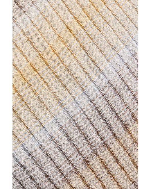 Missoni White Maxikleid aus rippstrick mit metallic-effekt und asymmetrischer schulterpartie