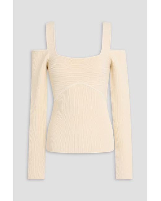 IRO Natural Cold-Shoulder Ribbed-Knit Top