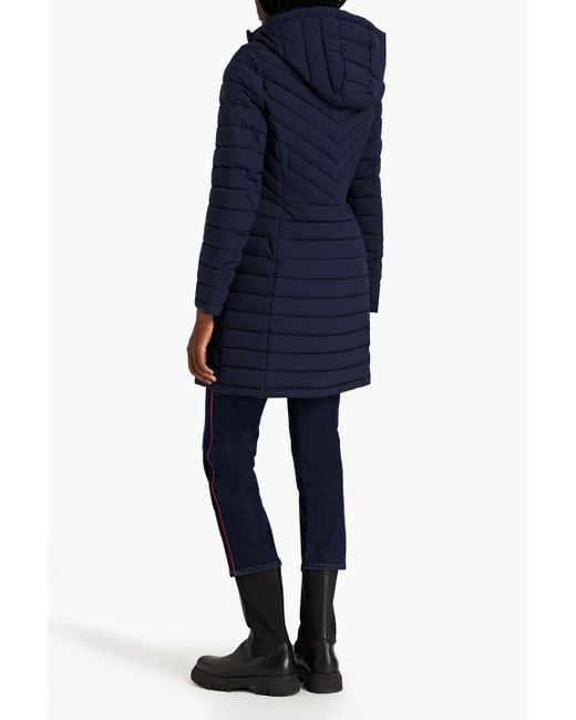 DKNY Blue Quilted Shell Hooded Coat