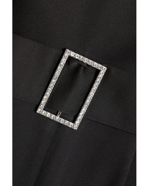 Halston Heritage Black Kani Crystal-embellished Satin-crepe Wide-leg Halterneck Jumpsuit