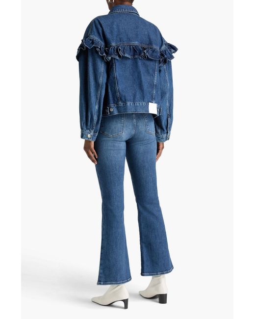 FRAME Blue The Ruffle Denim Jacket