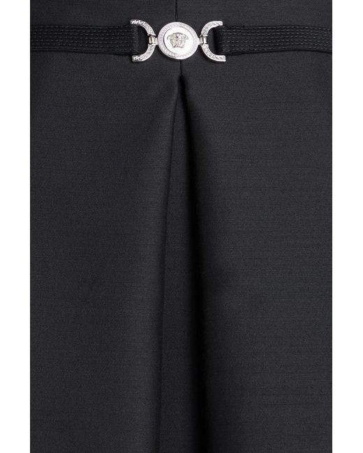Versace Black Embellished Wool And Silk-Blend Shantung Mini Dress