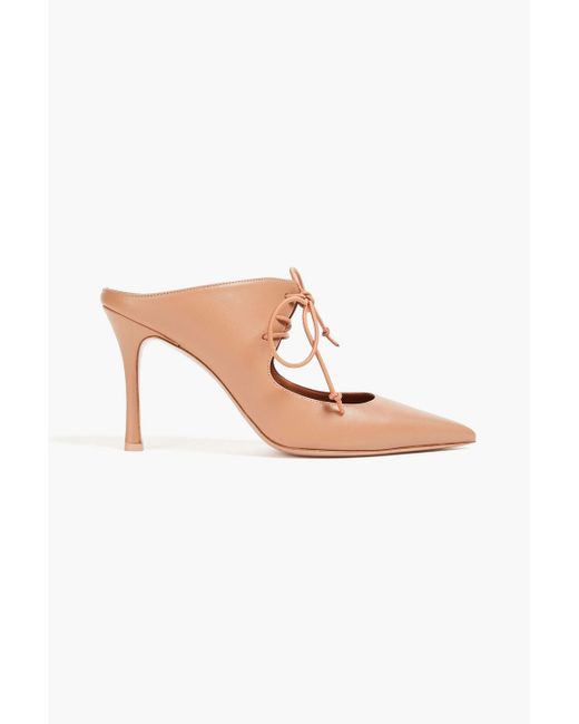 Malone Souliers Pink Marcia Lace-up Leather Mules