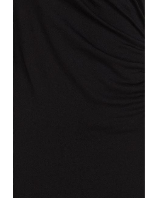 Vince Black Wrap-effect Stretch-knit Midi Dress