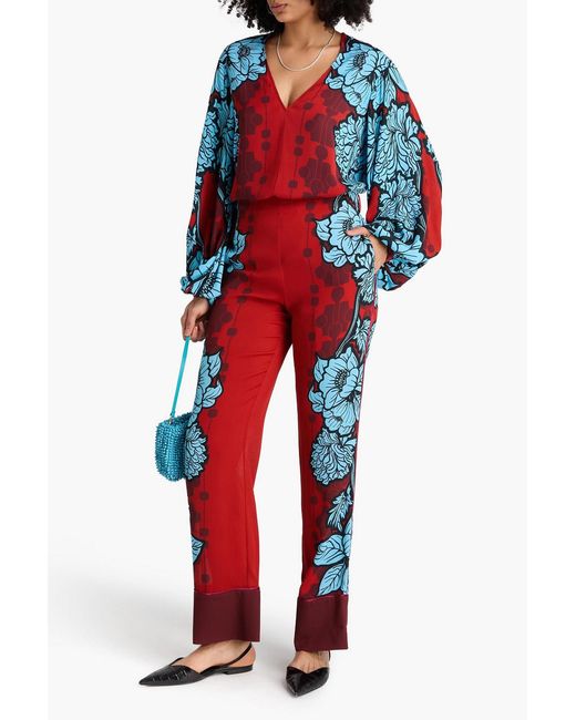 Borgo De Nor Red Havana Printed Crepe Straight-leg Pants