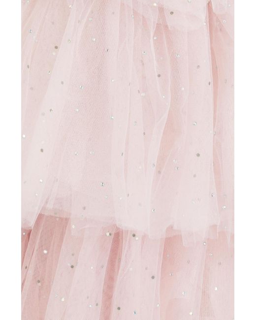 ROTATE BIRGER CHRISTENSEN Pink Crystal-embellished Tulle Minidress