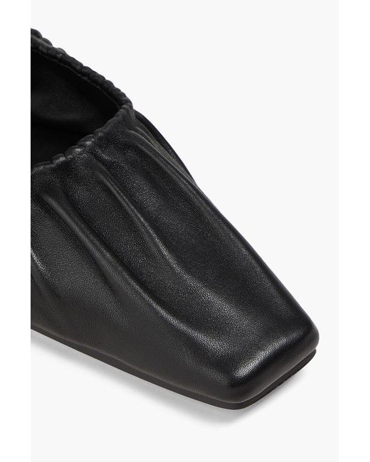 STUDIO AMELIA Black Zadie Gathered Leather Mary Jane Flats