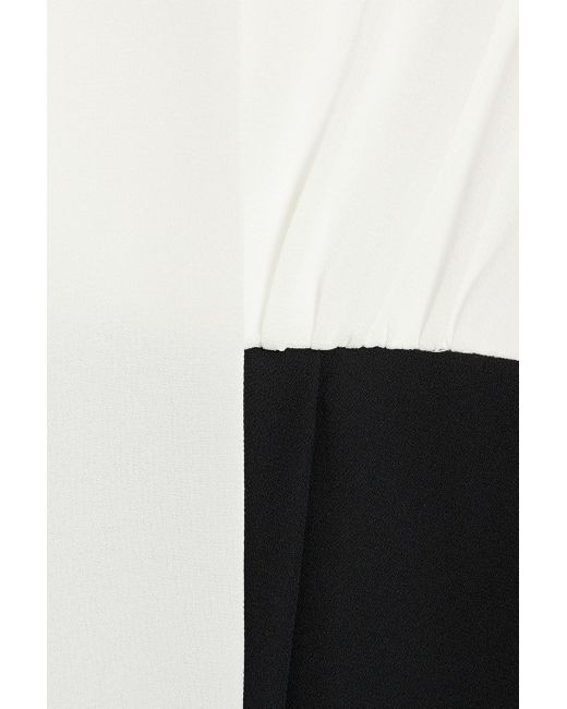 Mikael Aghal White Draped Two-tone Crepe Wide-leg Jumpsuit
