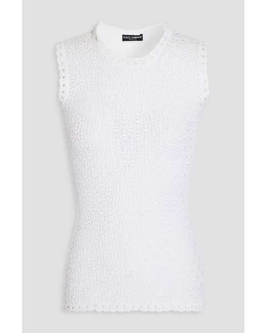Dolce & Gabbana White Crochet-knit Top