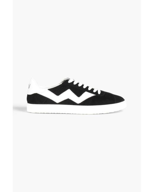 Stuart Weitzman Black Daryl Leather-trimmed Suede Sneakers