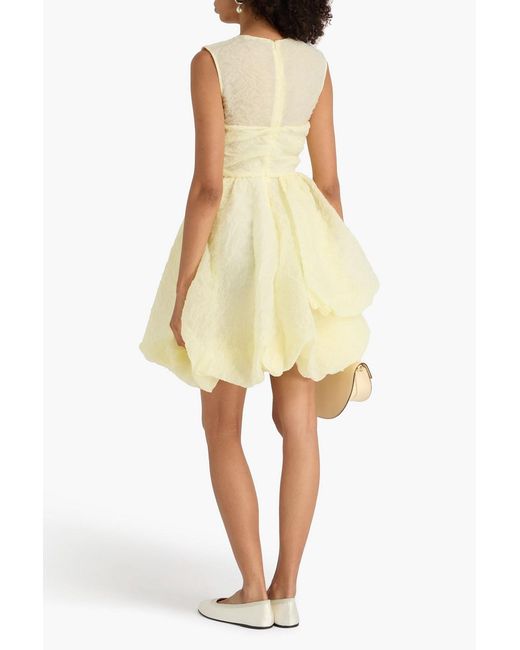 CECILIE BAHNSEN Yellow Olivia Cloqué Mini Dress