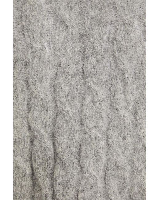 Brunello Cucinelli Gray Pullover aus einer woll-mohairmischung mit zopfstrickmuster und zierperlen