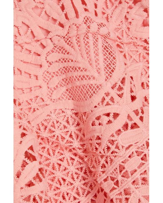 Farm Rio Pink Gestufter asymmetrischer maxirock aus guipure-spitze