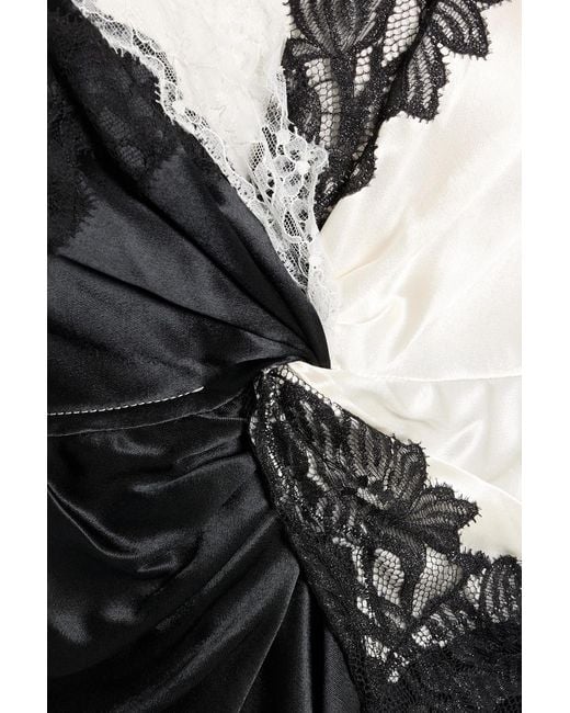 3.1 Phillip Lim Black Draped Lace-Trimmed Satin Camisole