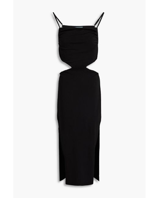 Melissa Odabash Black Ruched Cutout Stretch-crepe Midi Dress