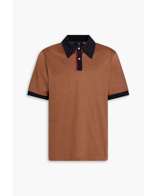 Dunhill Brown Cotton-jersey Polo Shirt for men
