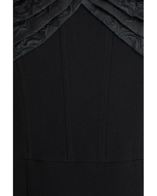 Rebecca Vallance Black Athena Off-The-Shoulder Cloqué-Paneled Crepe Gown