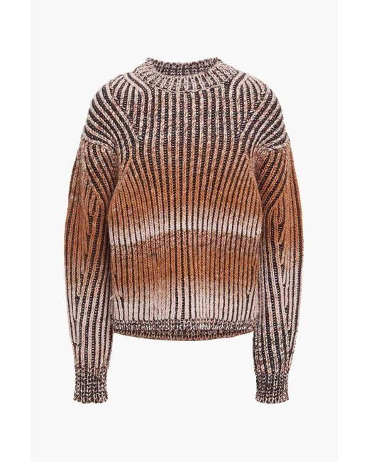 Acne White Dégradé Ribbed-knit Sweater