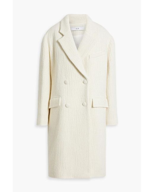 IRO White Omari Double-breasted Cotton, Wool And Alpaca-blend Bouclé-tweed Coat