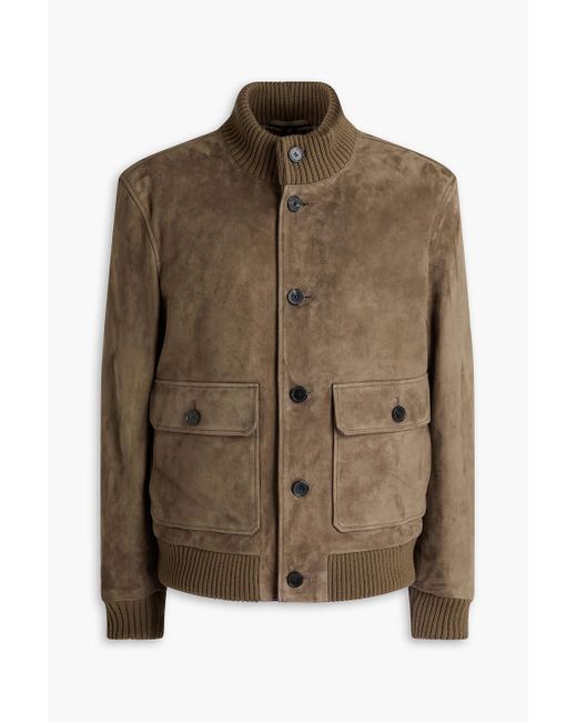 FRAME Brown Nubuck Bomber Jacket for men