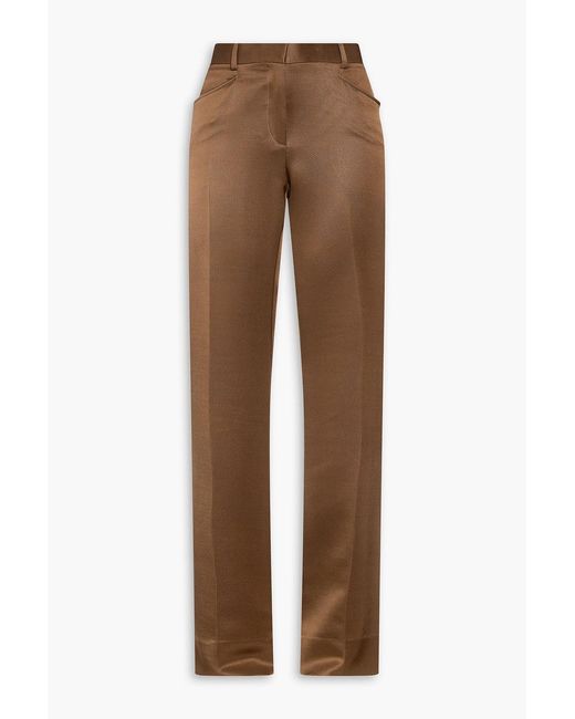 Tom Ford Brown Wool And Silk-Blend Flared Pants
