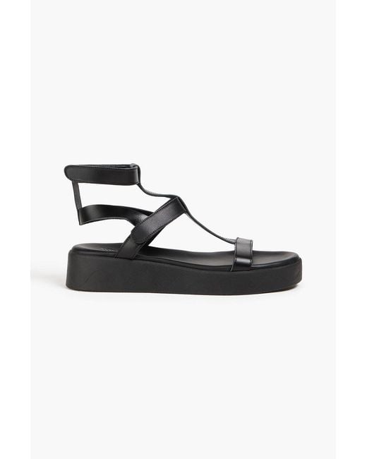 Ancient Greek Sandals Black Efrosini Leather Platform Sandals