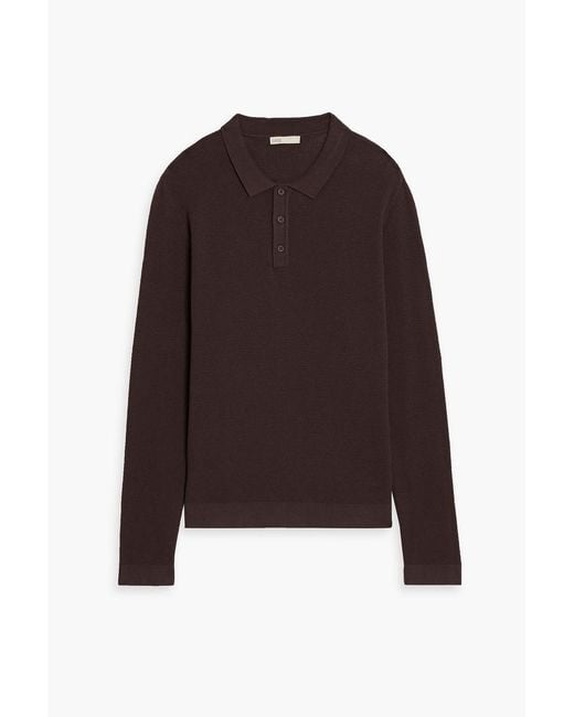 Onia Brown Textured-knit Cotton Polo Shirt for men
