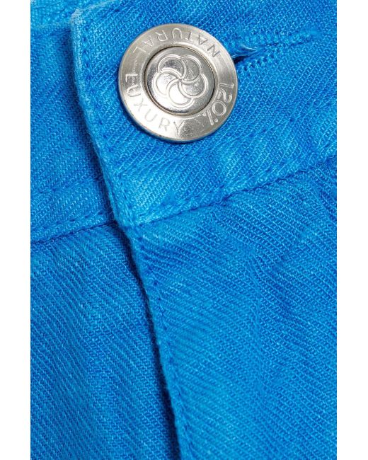 120% Lino Blue Linen-twill Pants for men