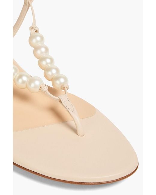 Magda Butrym Natural Faux Pearl-Embellished Leather Sandals