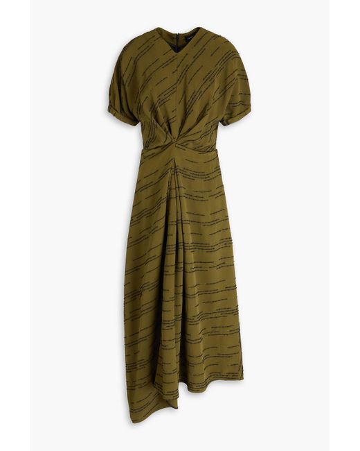 Proenza Schouler Vivienne Striped Jacquard Midi Dress in Green | Lyst