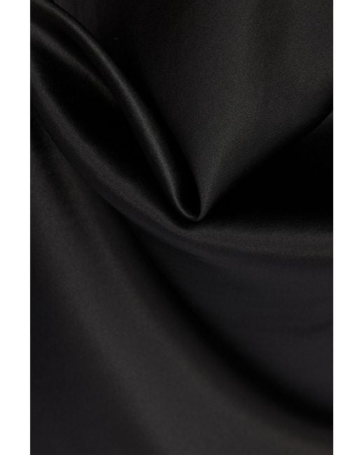 Veronica Beard Black Clover Silk-Blend Satin Midi Skirt