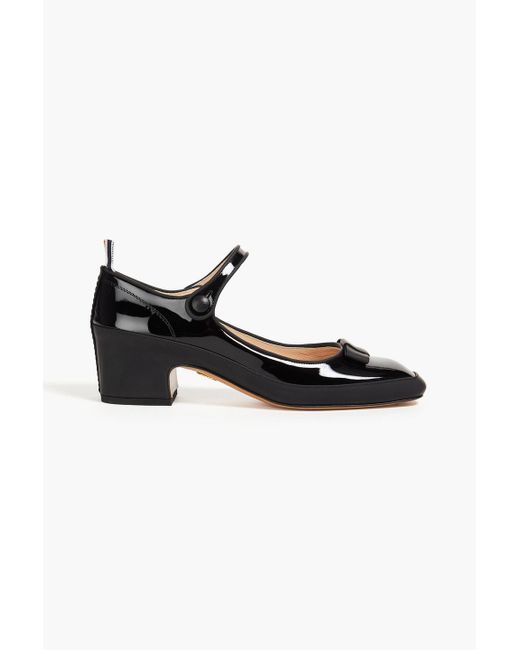Thom Browne Black Bow-detailed Patent-leather Mary Jane Pumps