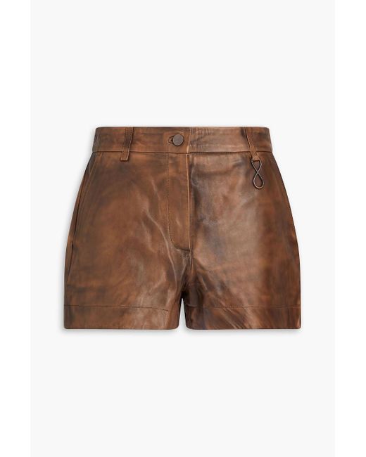 REMAIN Birger Christensen Brown Leather Shorts