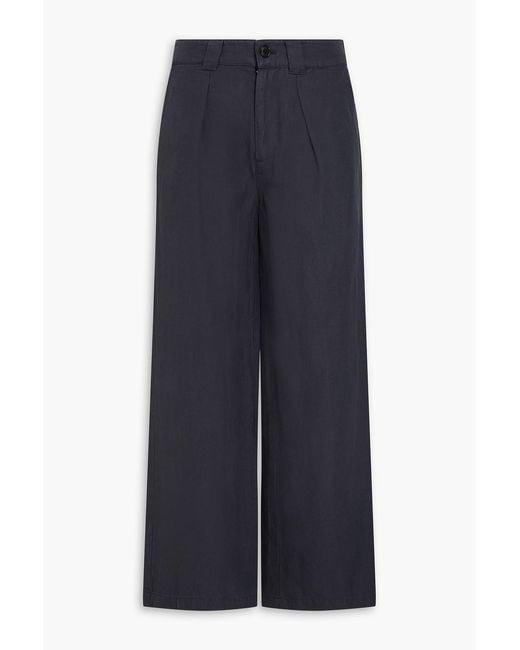 Alex Mill Blue Pleated Twill Wide-leg Pants