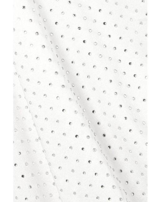 retroféte White Marlene Crystal-embellished Draped Stretch-silk Satin Maxi Dress