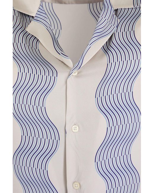 Frescobol Carioca White Roberto Printed Silk-Satin Shirt for men