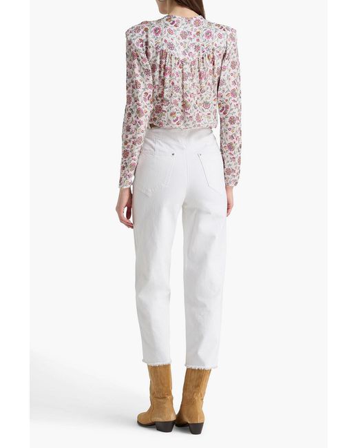 Isabel Marant Pink Lensy Floral-print Satin-jacquard Top
